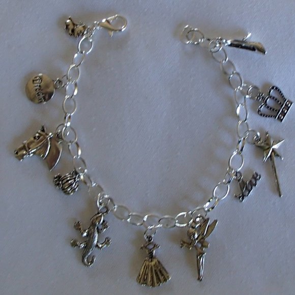 Cinderella Fairy Tale Theme Charm Bracelet Handcrafted + Organza Roses Gift Bag - Picture 6 of 11